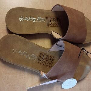 Ashley Blue Brown Slide Sandals
